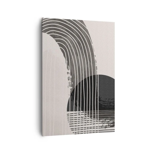 Cuadro sobre lienzo - Impresión de Imagen - Patrón abstracto con líneas y formas geométricas. - 70x100cm - Ida y vuelta - Decoración de pared moderna para salón y dormitorio ARTTOR