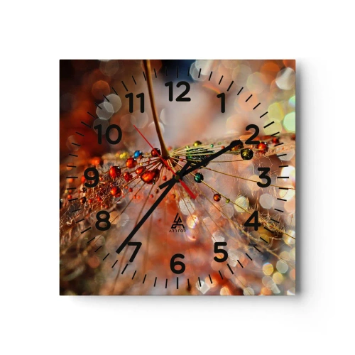 Reloj de pared - Reloj de vidrio - En una tela de araña - 30x30 cm