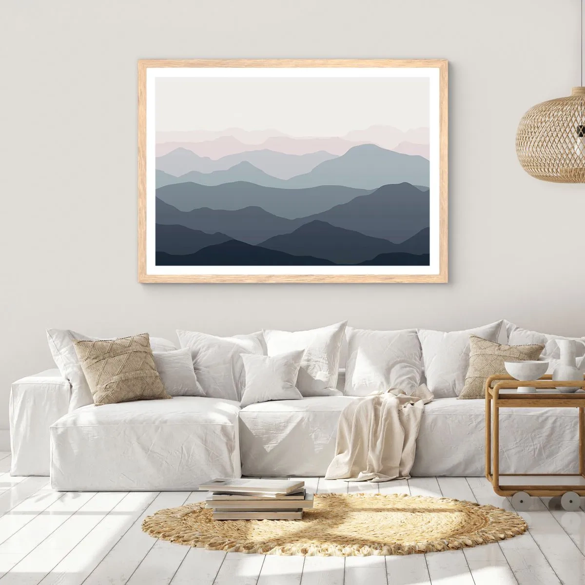 Póster en marco roble claro - Cordilleras a la vista - 100x70 cm