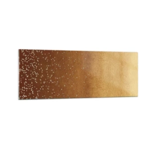Cuadro sobre vidrio - Impresiones sobre Vidrio - Un degradado dorado con brillo sutil y adornos. - 140x50cm - Nacimiento de la luz - Decoración de pared moderna para salón y dormitorio ARTTOR