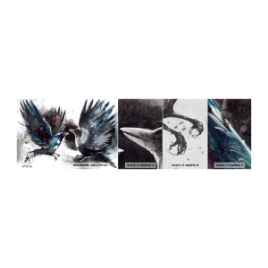 Muestra de fotomural Premium Sand - De cuervo a cuervo... - Abstracción, Pájaro, animales - 100x30 cm