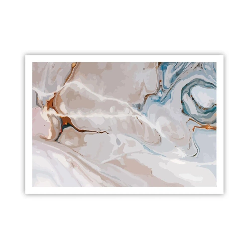 Póster - Patrón abstracto en tonos de blanco y azul. - 100x70cm - El azul serpentea por el blanco - Decoración de pared moderna para salón y dormitorio ARTTOR