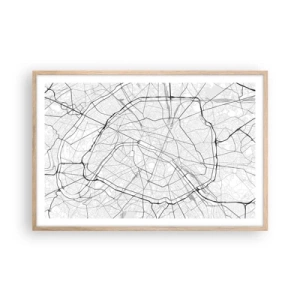 Póster en marco roble claro - Flor de París - 91x61 cm