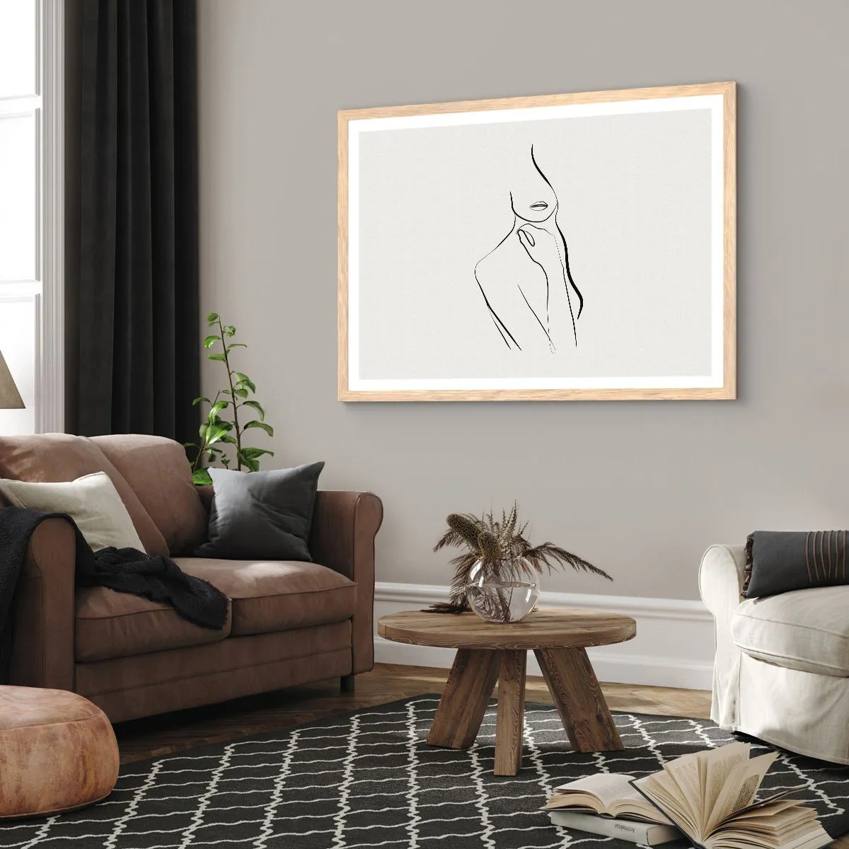 Póster en marco roble claro - Una ola de melancolía - 70x50 cm