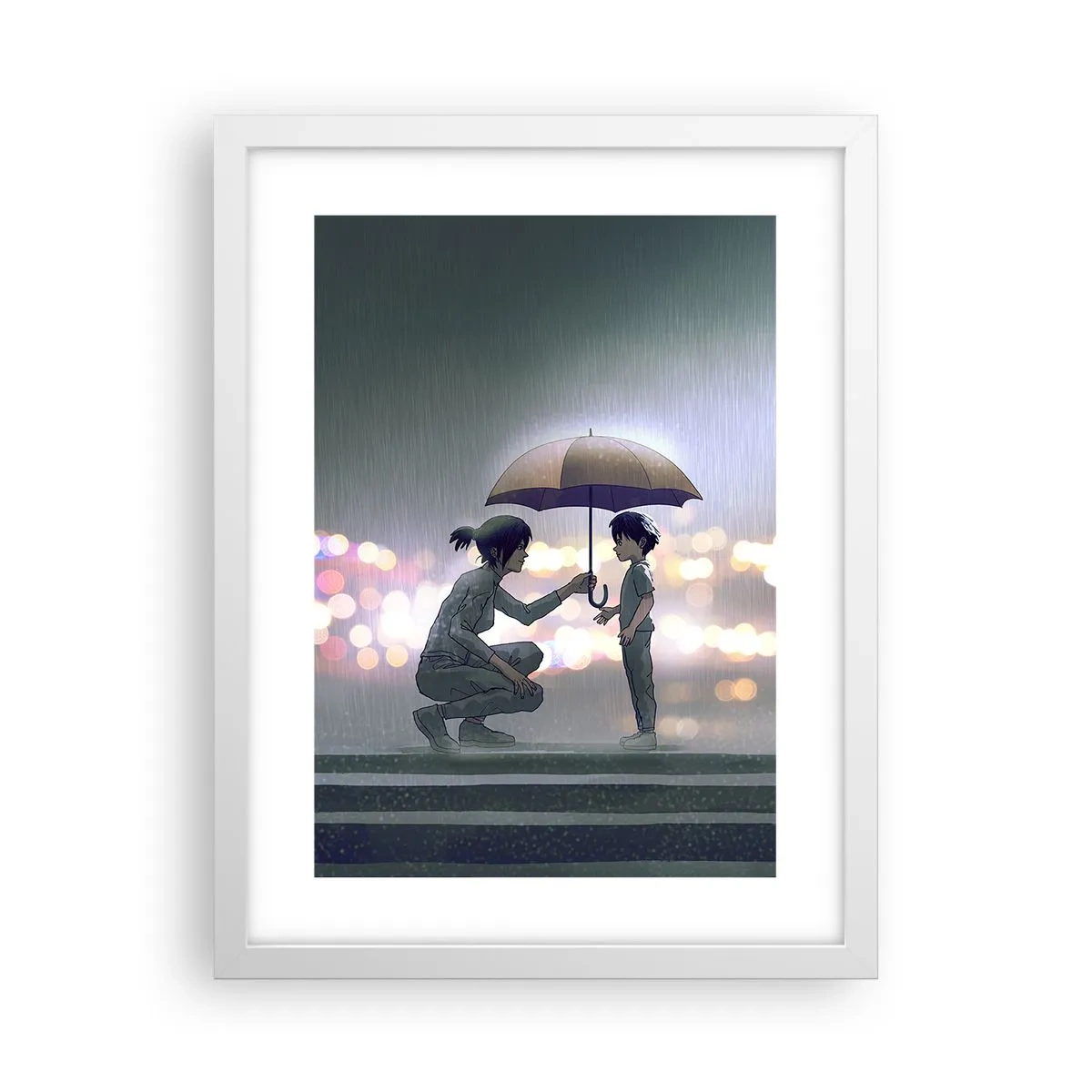 Póster en marco blanco - Y todo está bien - 30x40 cm