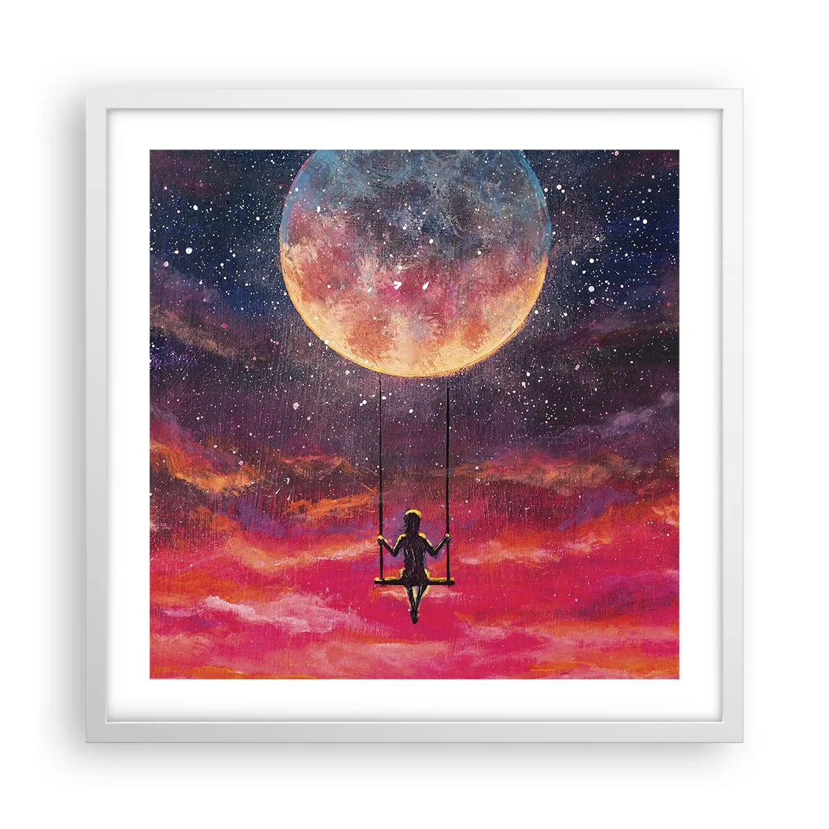Póster en marco blanco - Disfrutar de las nubes - 50x50 cm