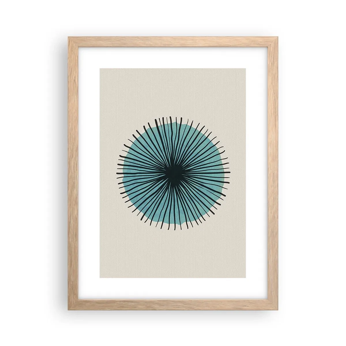 Póster en marco roble claro - Radiante en azul - 30x40 cm