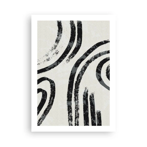 Póster - Líneas negras abstractas sobre un fondo claro - 50x70cm - A medias - Decoración de pared moderna para salón y dormitorio ARTTOR