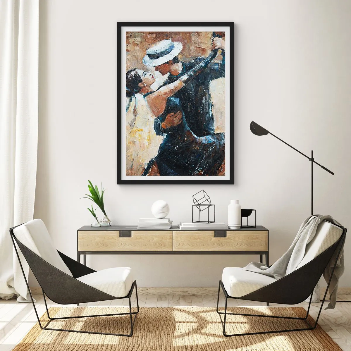 Póster en marco negro - Bailarines en una elegante pose artística. - 50x70cm - Estilo Rudolf Valentino - Decoración de pared moderna para salón y dormitorio ARTTOR