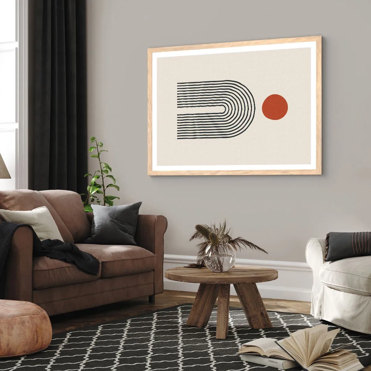 Póster en marco roble claro - Magnetismo de formas y colores - 70x50 cm