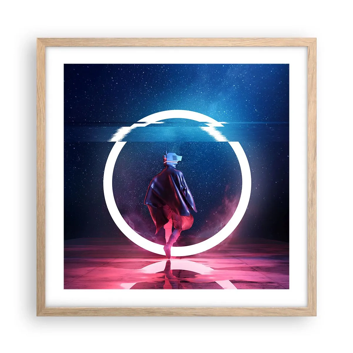 Póster en marco roble claro - Entre mundos - 50x50 cm