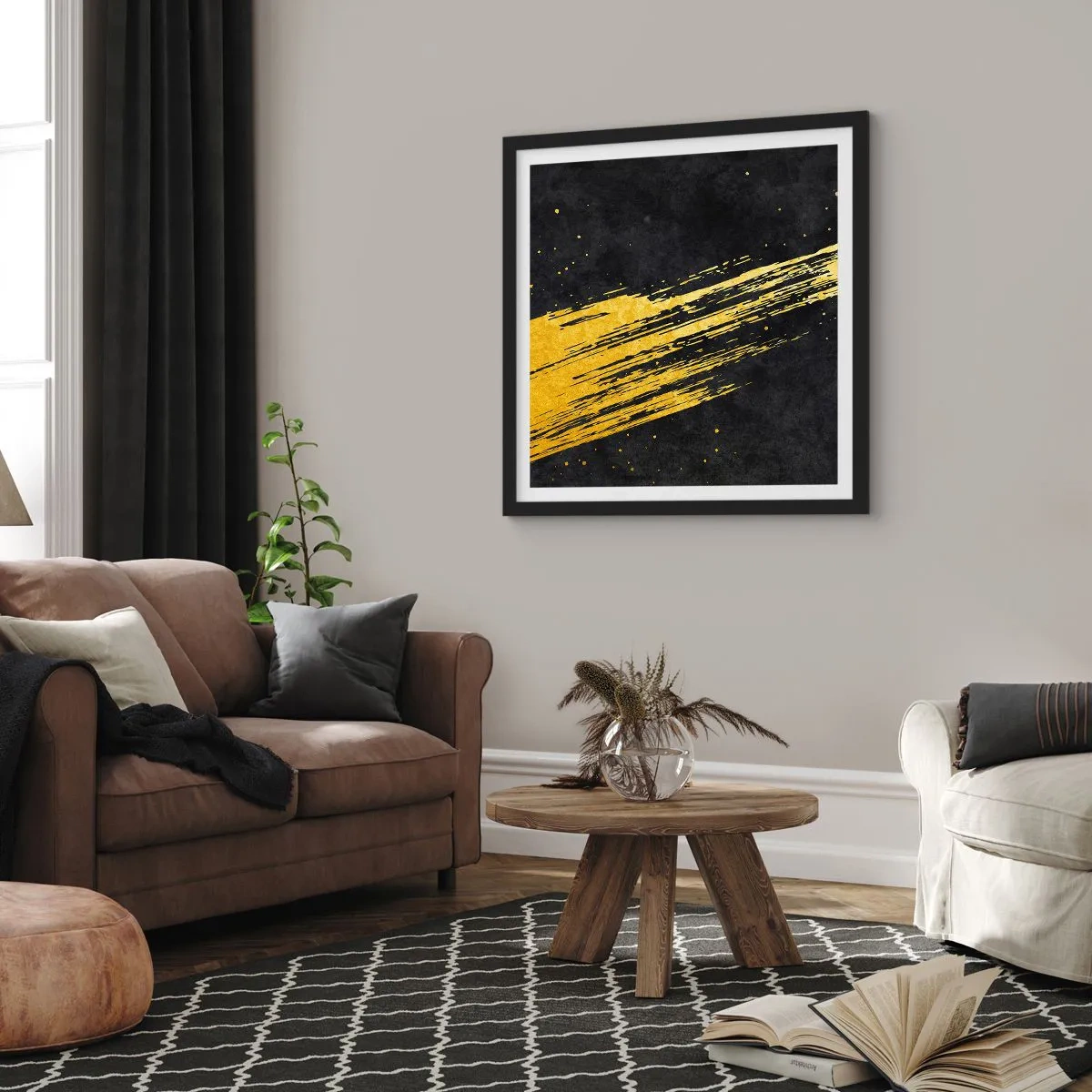 Póster en marco negro - Saltar al hiperespacio - 40x40 cm