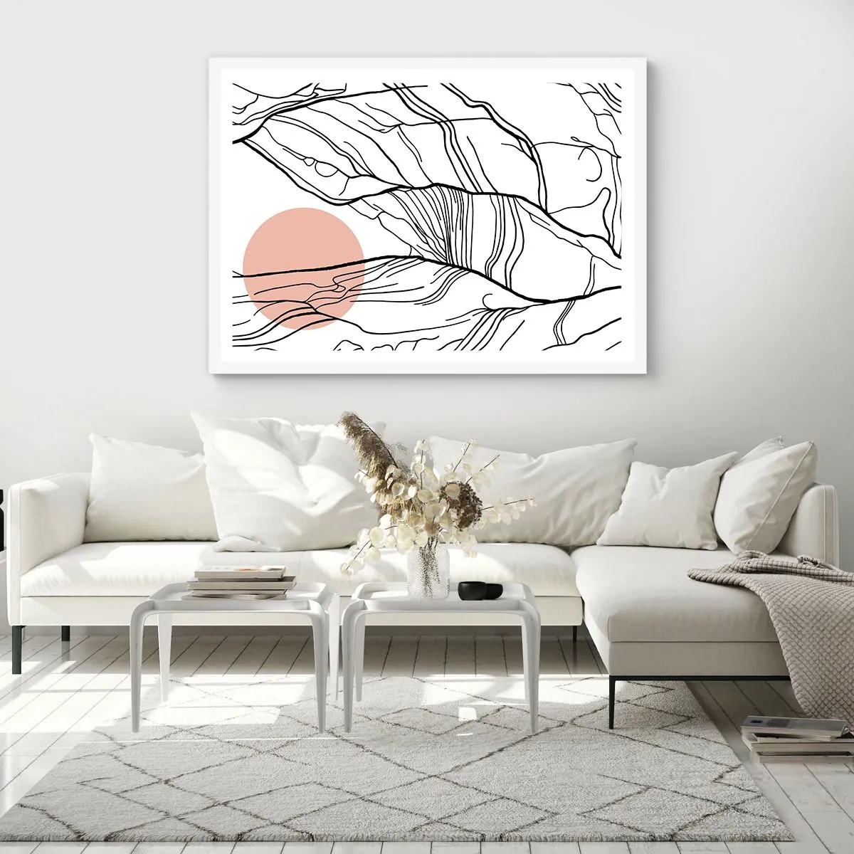 Póster en marco blanco - En una red de ramas - 100x70 cm