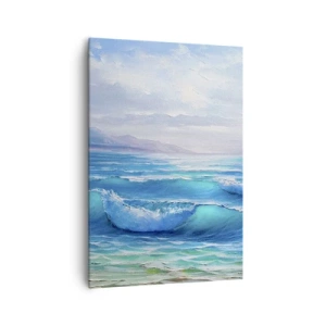 Cuadro sobre lienzo - Impresión de Imagen - Un pintoresco paisaje marino con olas y un cielo azul. - 70x100cm - Trae consuelo - Decoración de pared moderna para salón y dormitorio ARTTOR