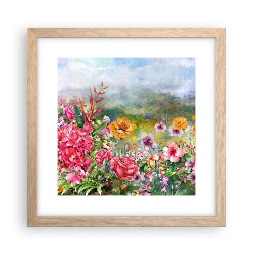 Póster en marco roble claro - Un jardín enloquecido - 30x30 cm