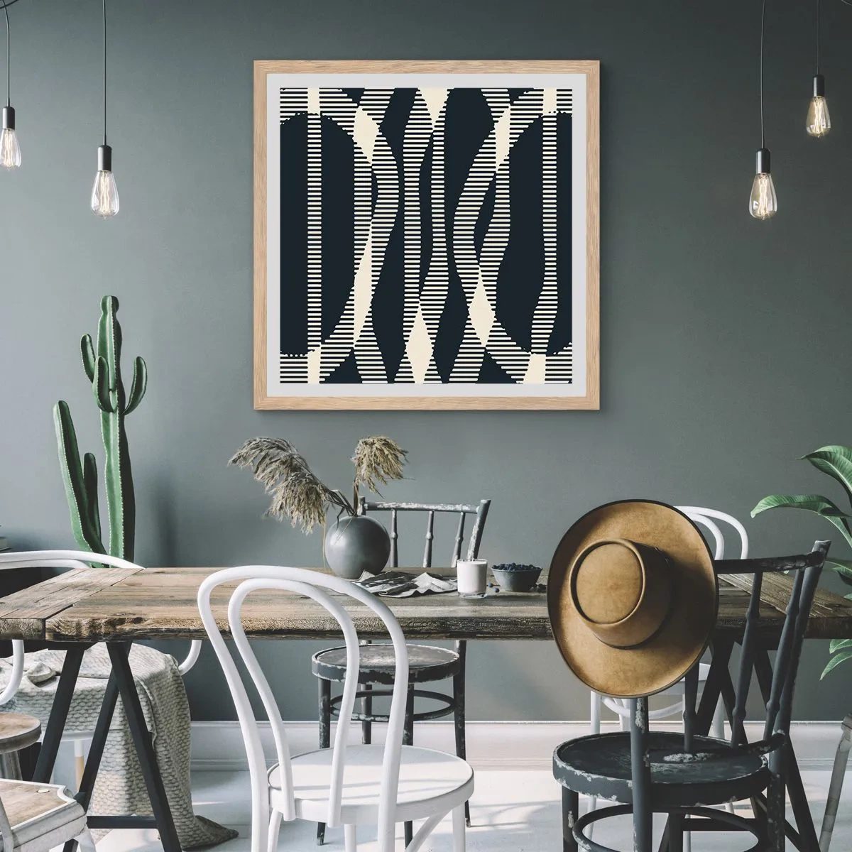 Póster en marco roble claro - Un intento de romper la oscuridad - 30x30 cm