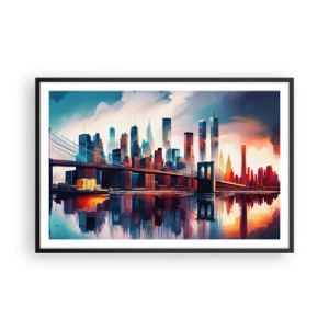Póster en marco negro - Nueva York siempre luce - 91x61 cm