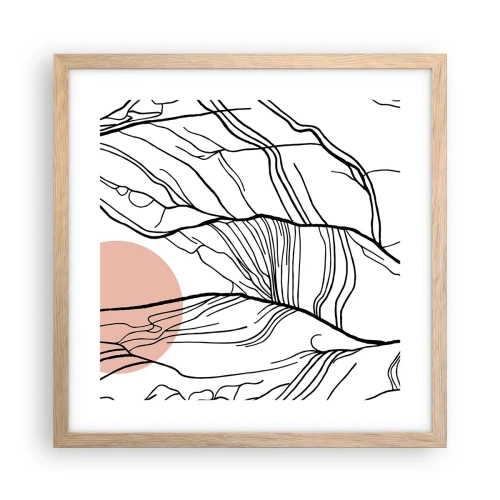 Póster en marco roble claro - En una red de ramas - 40x40 cm