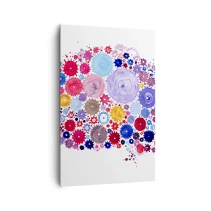 Cuadro sobre lienzo - Impresión de Imagen - Cerebro abstracto colorido con motivo floral. - 80x120cm - La máquina más perfecta de la naturaleza - Decoración de pared moderna para salón y dormitorio ARTTOR