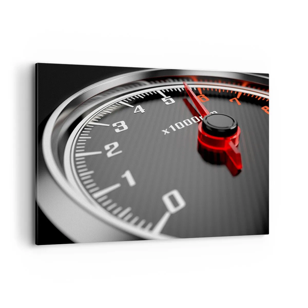 Cuadro sobre lienzo - Impresión de Imagen - Primer plano del tacómetro con la aguja roja - 100x70cm - Pisa a fondo - Decoración de pared moderna para salón y dormitorio ARTTOR