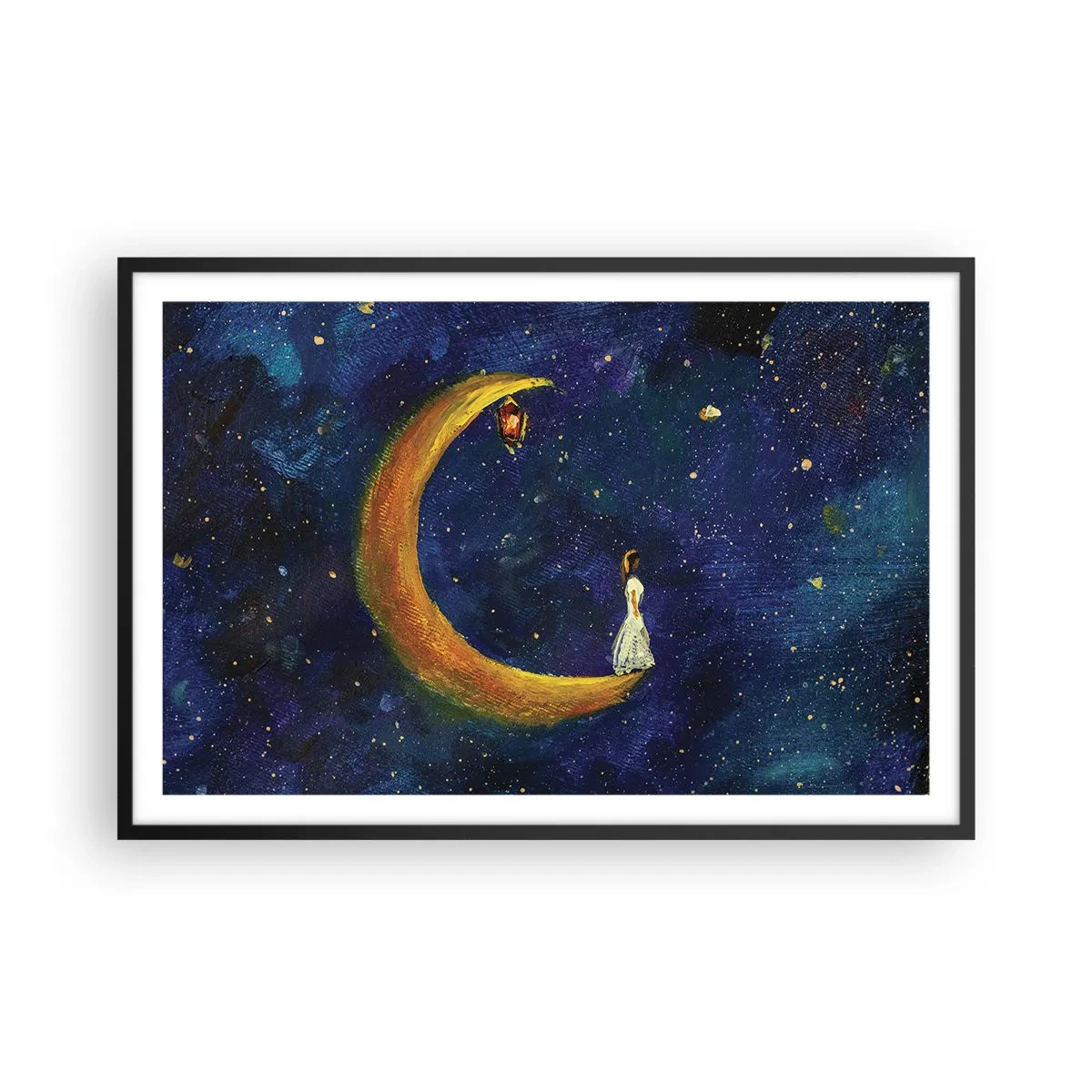 Póster en marco negro - La llamada de la Luna - 91x61 cm