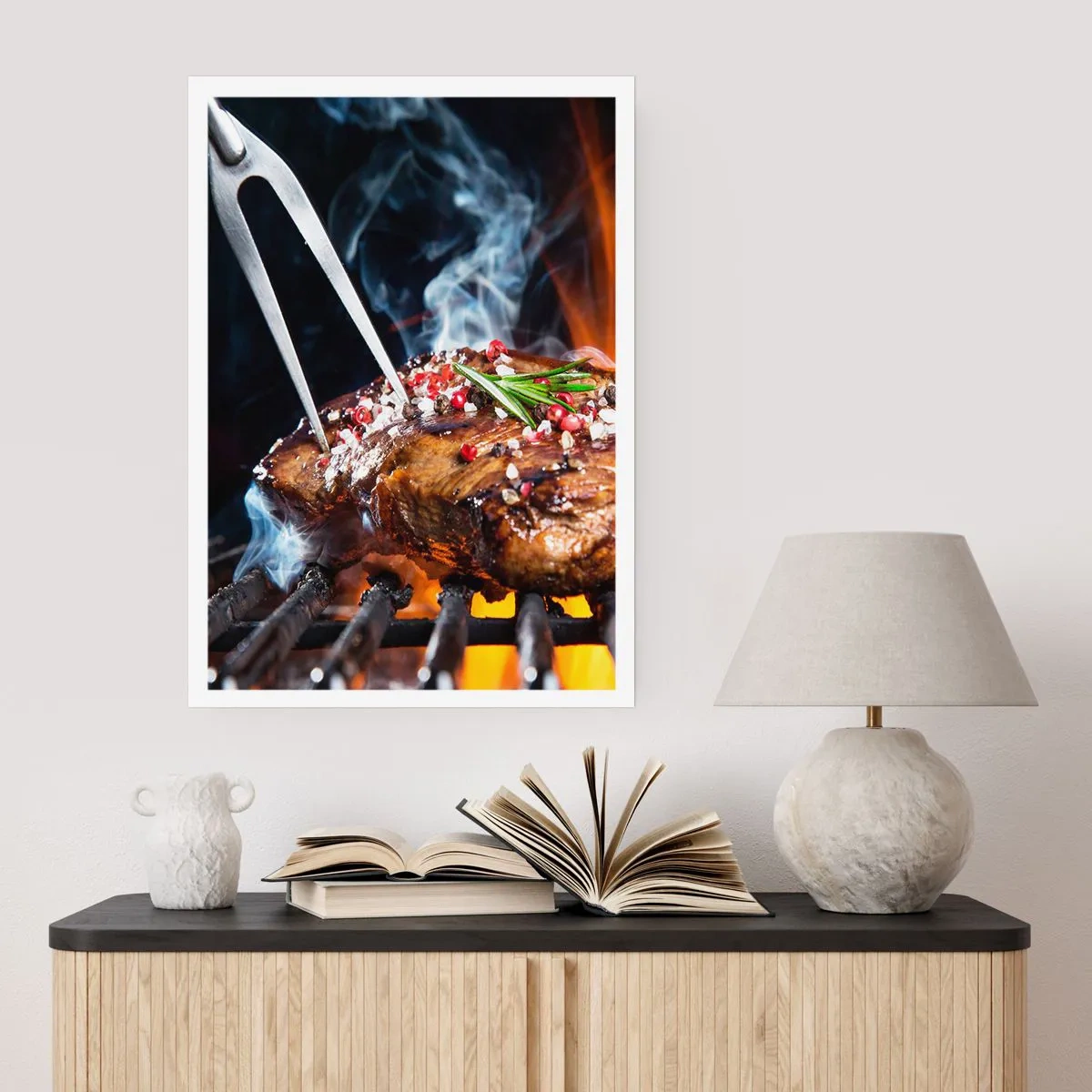 Póster - Filete a la parrilla con especias - 50x70cm - Jugoso y fragante - Decoración de pared moderna para salón y dormitorio ARTTOR