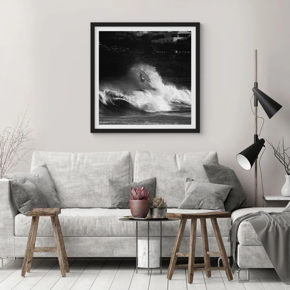 Póster en marco negro - Desafío aceptado - 50x50 cm