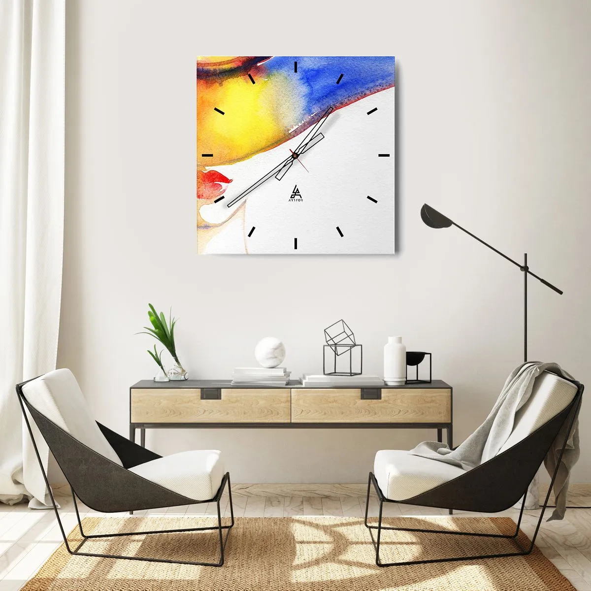 Reloj de pared - Reloj de vidrio - Retrato de una dama    - 30x30 cm