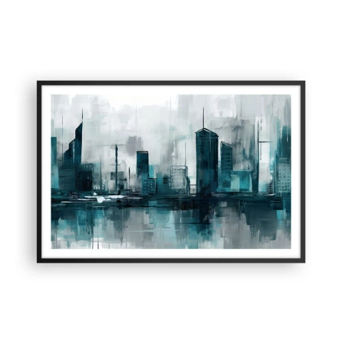 Póster en marco negro - Ciudad color lluvia - 91x61 cm