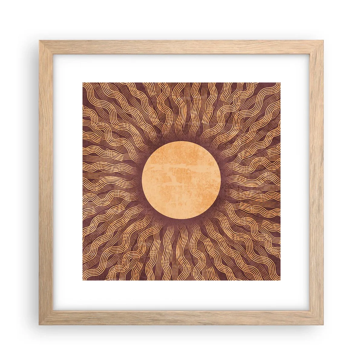 Póster en marco roble claro - Icono del sol - 30x30 cm
