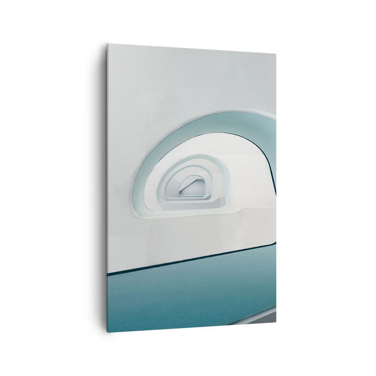 Cuadro sobre lienzo - Impresión de Imagen - Arquitectura minimalista con líneas redondeadas. - 80x120cm - Espiral del río azul - Decoración de pared moderna para salón y dormitorio ARTTOR