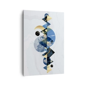 Cuadro sobre lienzo - Impresión de Imagen - Patrones geométricos abstractos con motivos montañosos - 70x100cm - Paisaje geométrico - Decoración de pared moderna para salón y dormitorio ARTTOR