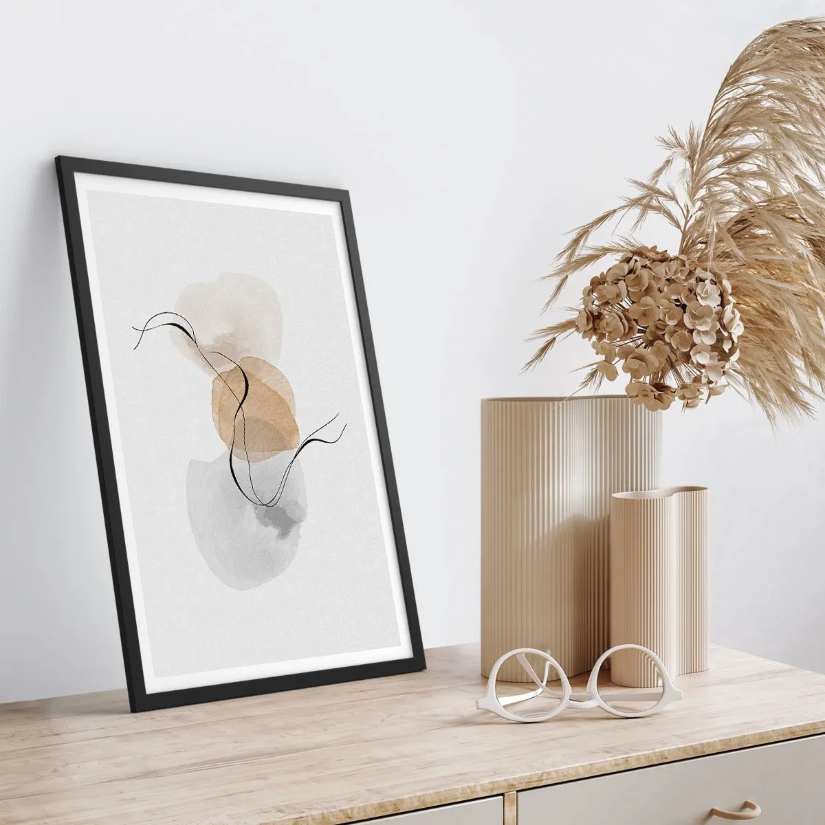 Póster en marco negro - Pompas de aire - 40x50 cm