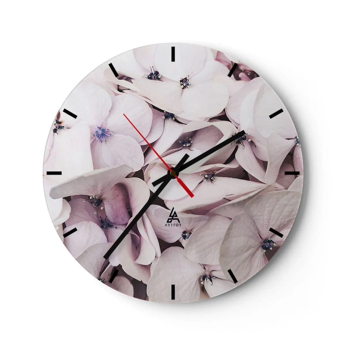 Reloj de pared - Reloj de vidrio - En un torrente de flores - 40x40 cm