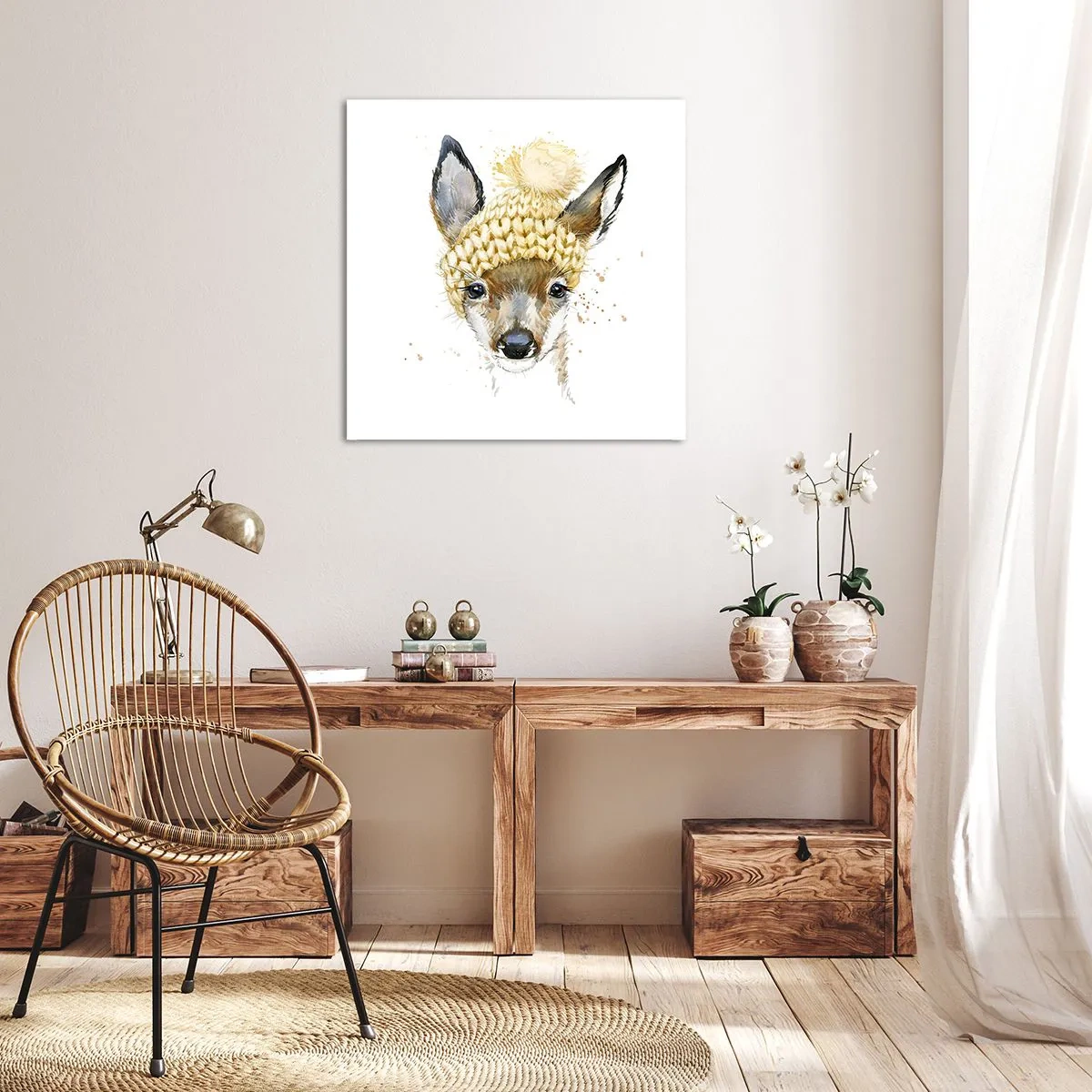 Cuadro sobre lienzo - Impresión de Imagen - Para el invierno en un bosque nevado - 60x60 cm