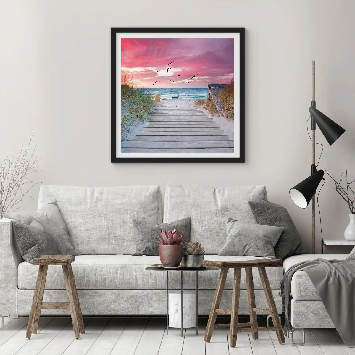 Póster en marco negro - Impresión del Báltico - 30x30 cm