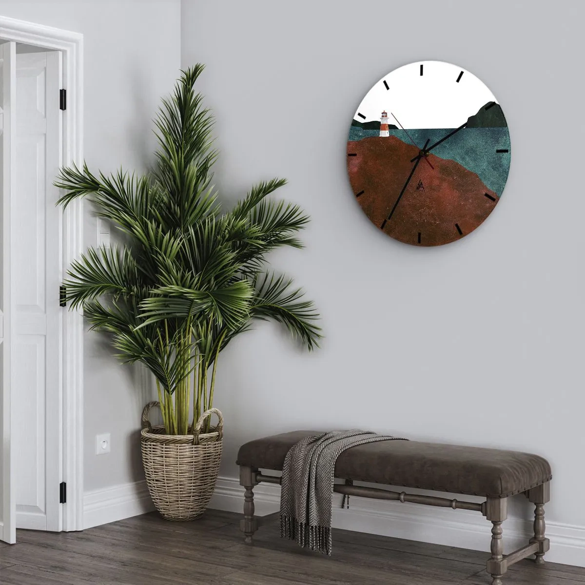 Reloj de pared - Reloj de vidrio - Mirando al mar - 40x40 cm