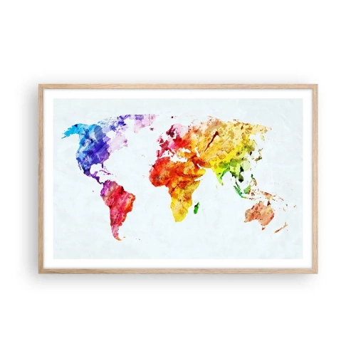Póster en marco roble claro - Todos los colores del mundo - 91x61 cm