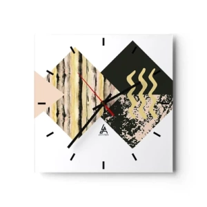 Reloj de pared - Reloj de vidrio - Formas geométricas con patrones abstractos - 30x30cm - No es tan sencillo - Decoración de pared moderna para salón y dormitorio ARTTOR