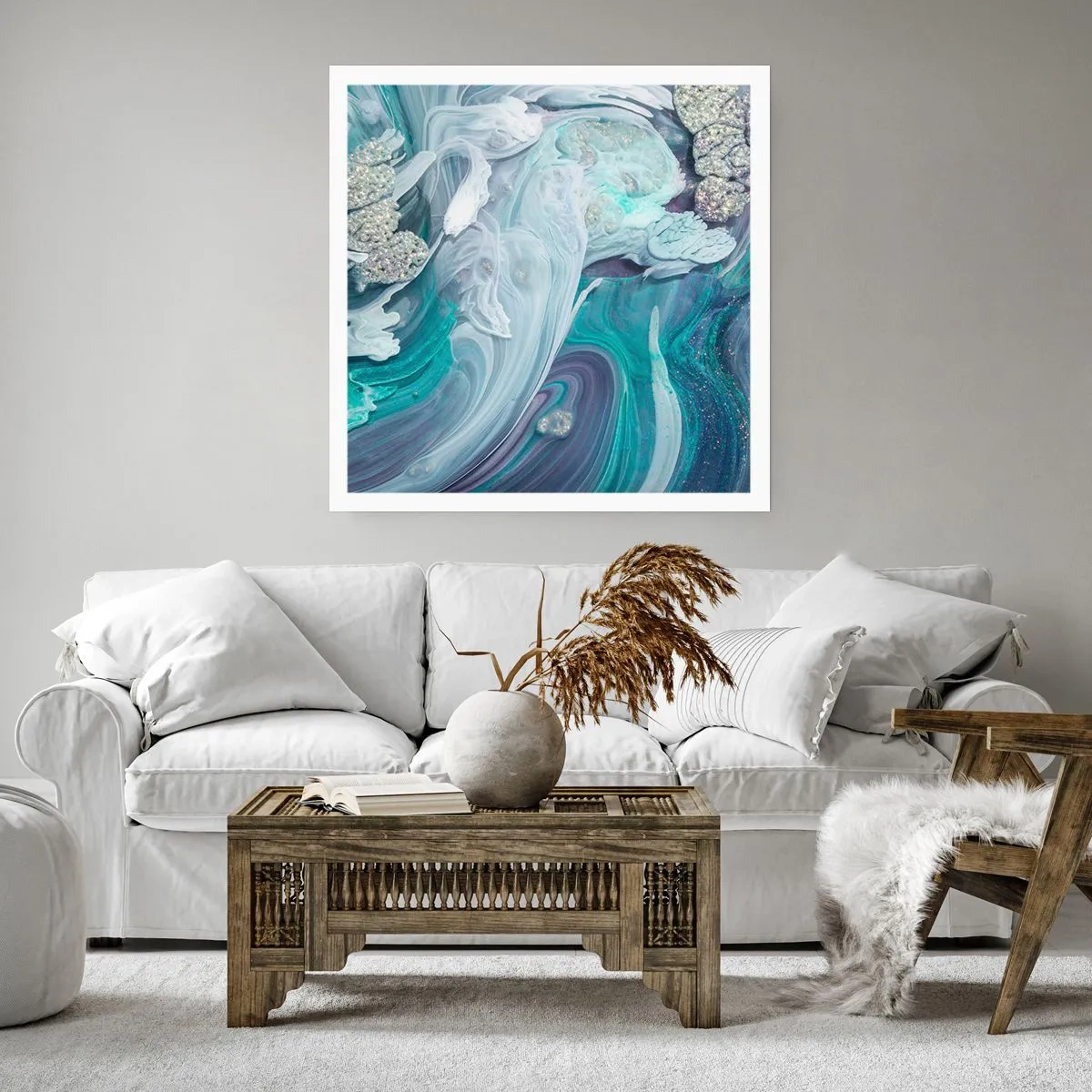 Póster - Corrientes de azul - 50x50 cm