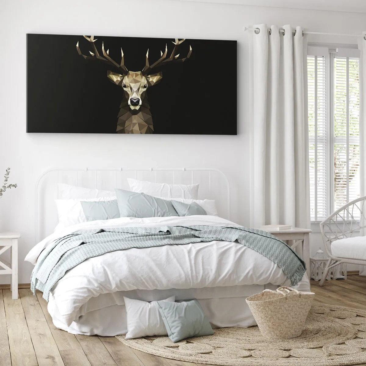 Cuadro sobre lienzo - Impresión de Imagen - Ciervo cubista - 90x30 cm