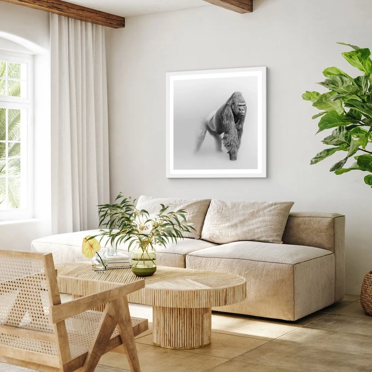 Póster en marco blanco - Confiando en su fuerza - 40x40 cm