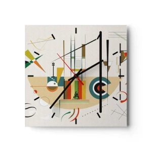 Reloj de pared - Reloj de vidrio - Abstracción colorida con formas geométricas. - 30x30cm - Y el mundo ríe - Decoración de pared moderna para salón y dormitorio ARTTOR