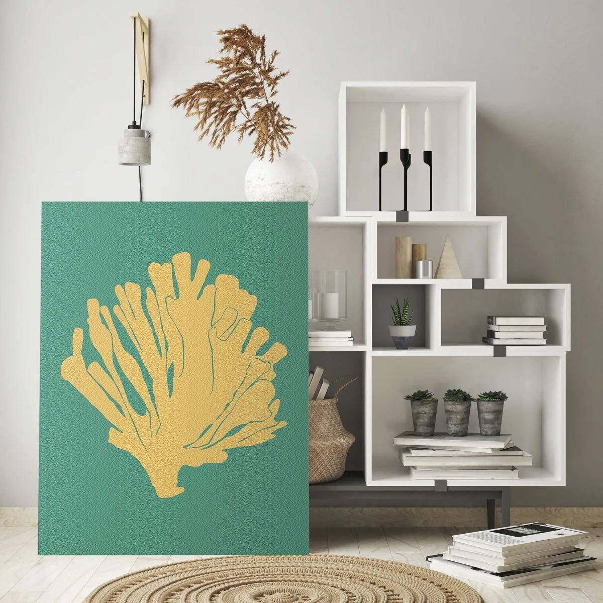 Cuadro sobre vidrio - Impresiones sobre Vidrio - Arbusto de un bosque submarino - 80x120 cm