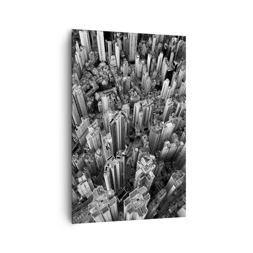 Cuadro sobre lienzo - Impresión de Imagen - Vista aérea de la ciudad en blanco y negro - 80x120cm - Cada vez más alto - Decoración de pared moderna para salón y dormitorio ARTTOR