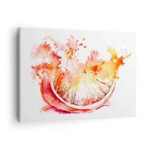 Cuadro sobre lienzo - Impresión de Imagen - Una rodaja de pomelo de acuarela en colores vibrantes. - 70x50cm - Jugoso refresco - Decoración de pared moderna para salón y dormitorio ARTTOR