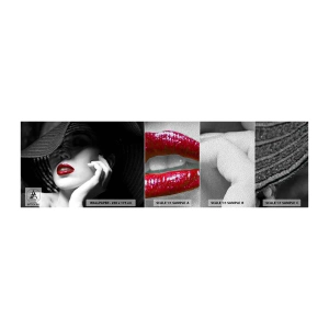 Muestra de fotomural Premium Sand - Estudio en escarlata - Mujer, labios rojos, Moda - 100x30 cm
