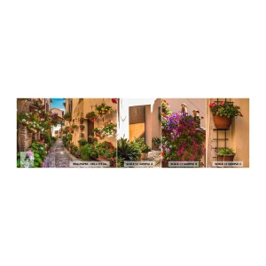 Muestra de fotomural autoadhesivo Deluxe Sticker - Callejón italiano - Ciudad, flores, Arquitectura - 100x30 cm