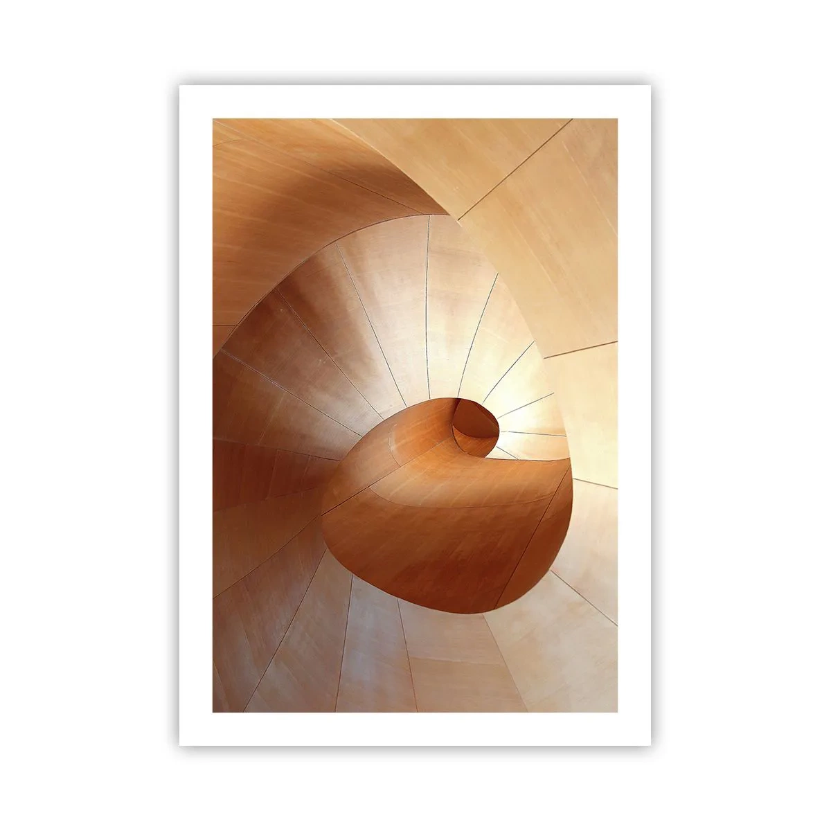 Póster - Estructura en espiral de madera con tono dorado. - 50x70cm - Serpentina arquitectónica - Decoración de pared moderna para salón y dormitorio ARTTOR