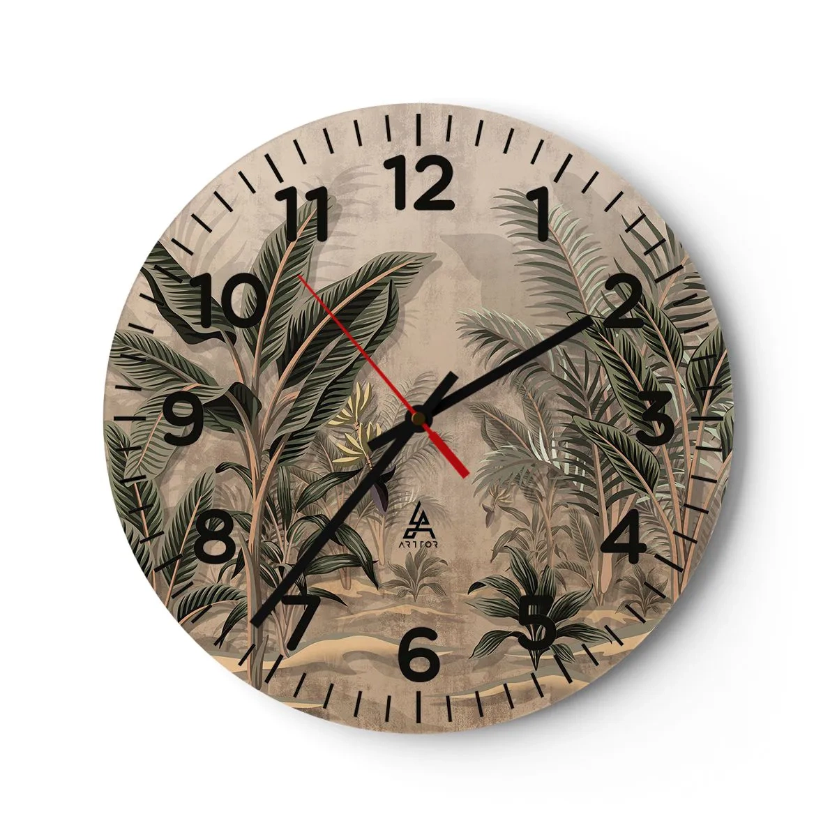 Reloj de pared - Reloj de vidrio - Grabados de estilo colonial - 40x40 cm